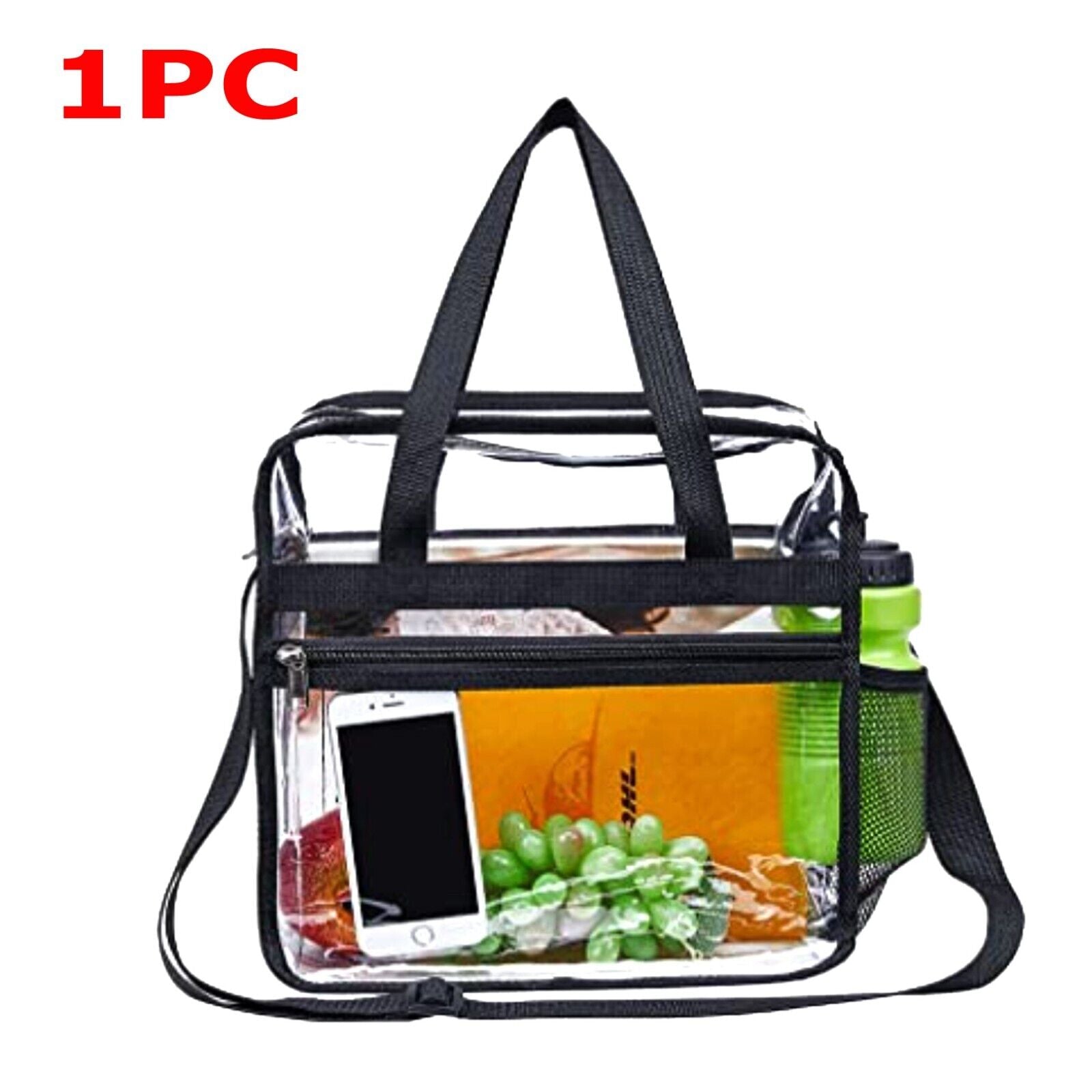 1X-2X Clear PVC Tote Bag Women Transparent Handbag Zip Purse Stadium Security