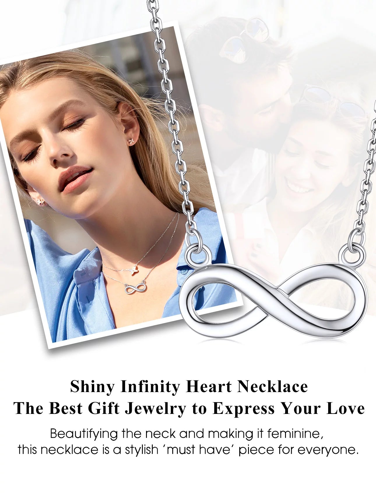 Infinity Pendant Necklace Sterling Silver Chain Necklace for Women Eternity Love Infinity Jewelry for Mom Wife Daughter